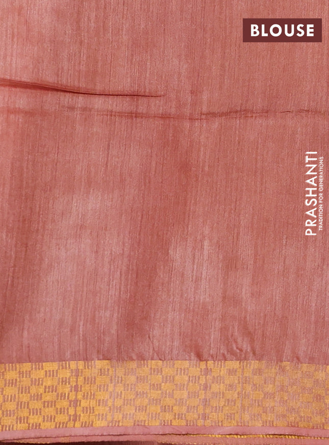 Munga tussar silk saree rust shade with allover zari woven buttas and zari woven border