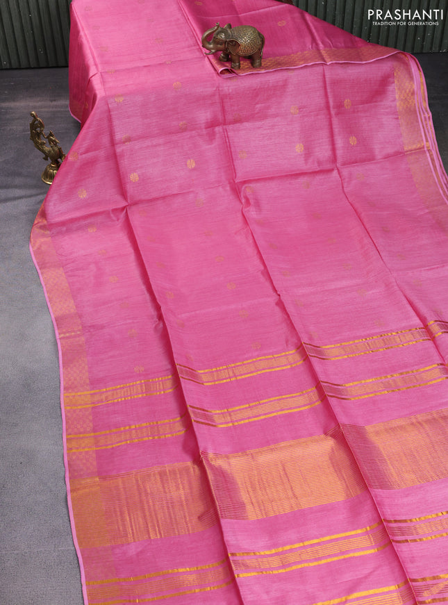 Munga tussar silk saree light pink with allover zari woven buttas and zari woven border