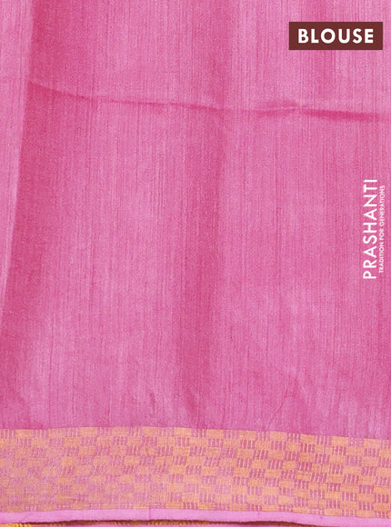 Munga tussar silk saree light pink with allover zari woven buttas and zari woven border