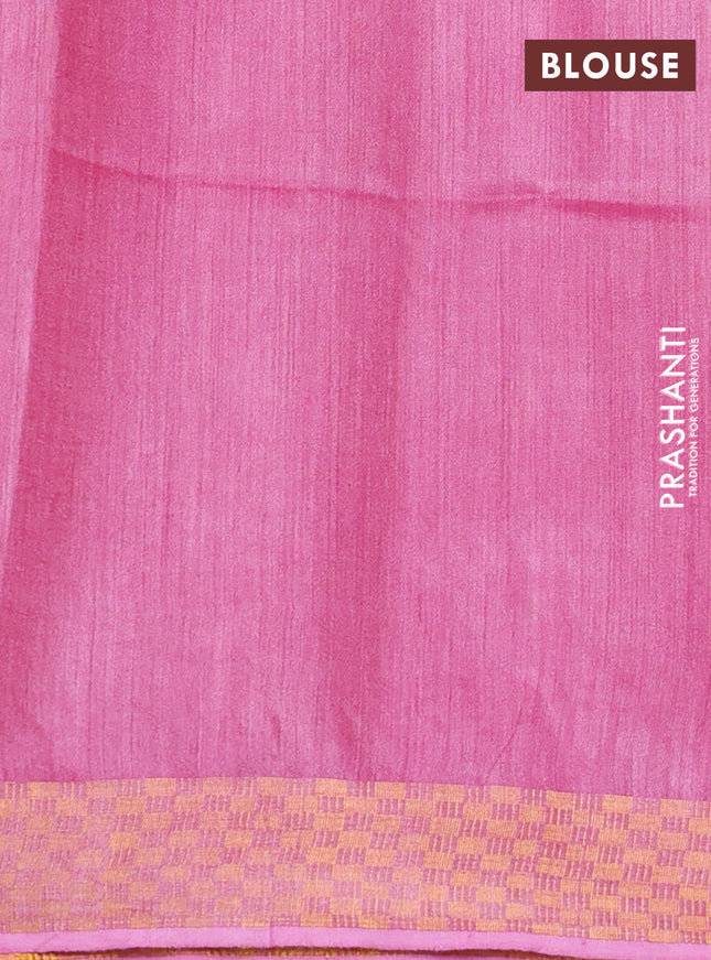 Munga tussar silk saree light pink with allover zari woven buttas and zari woven border