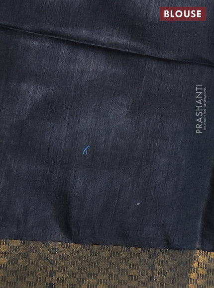 Munga tussar silk saree black with allover zari woven buttas and zari woven border