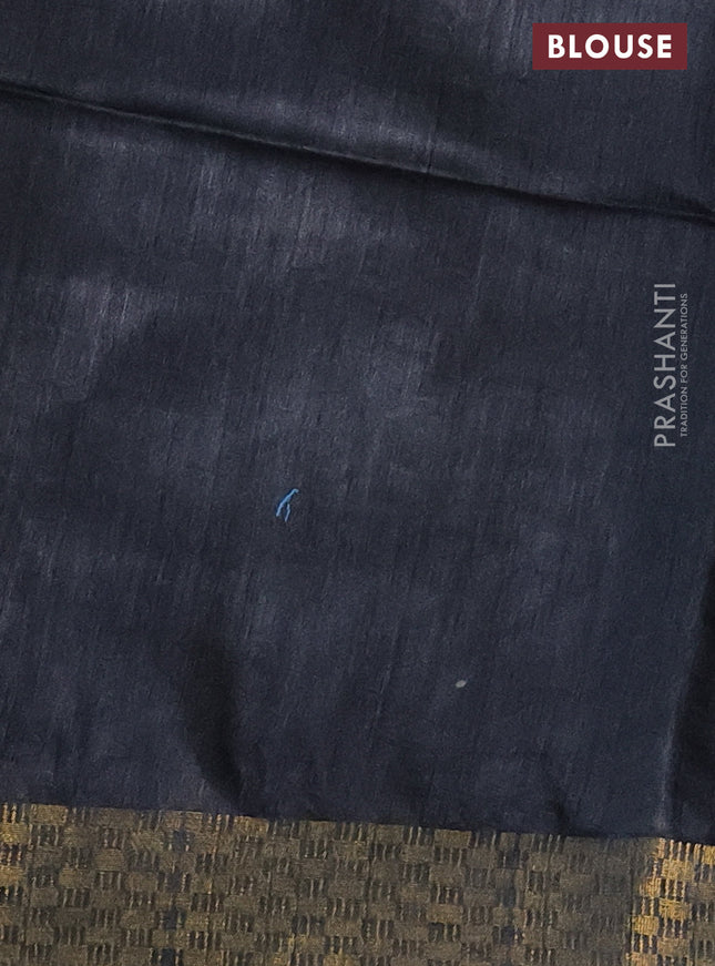 Munga tussar silk saree black with allover zari woven buttas and zari woven border