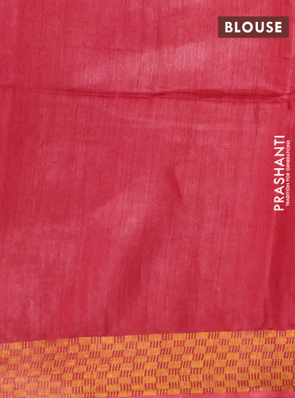 Munga tussar silk saree red with allover zari woven buttas and zari woven border