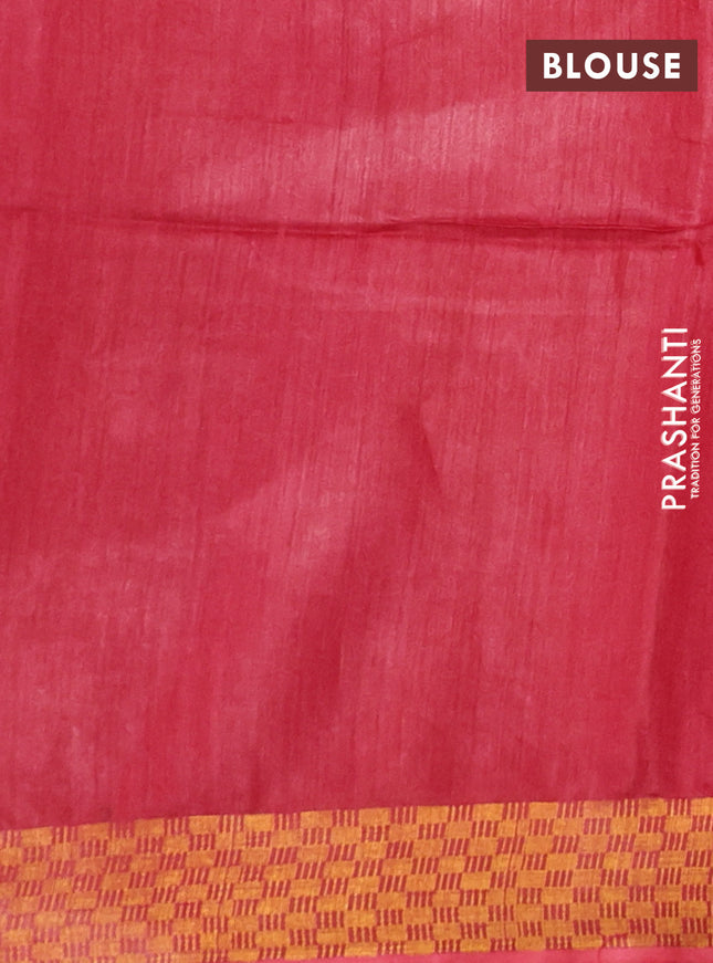 Munga tussar silk saree red with allover zari woven buttas and zari woven border