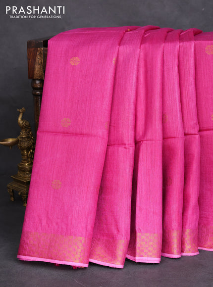 Munga tussar silk saree pink with allover zari woven buttas and zari woven border
