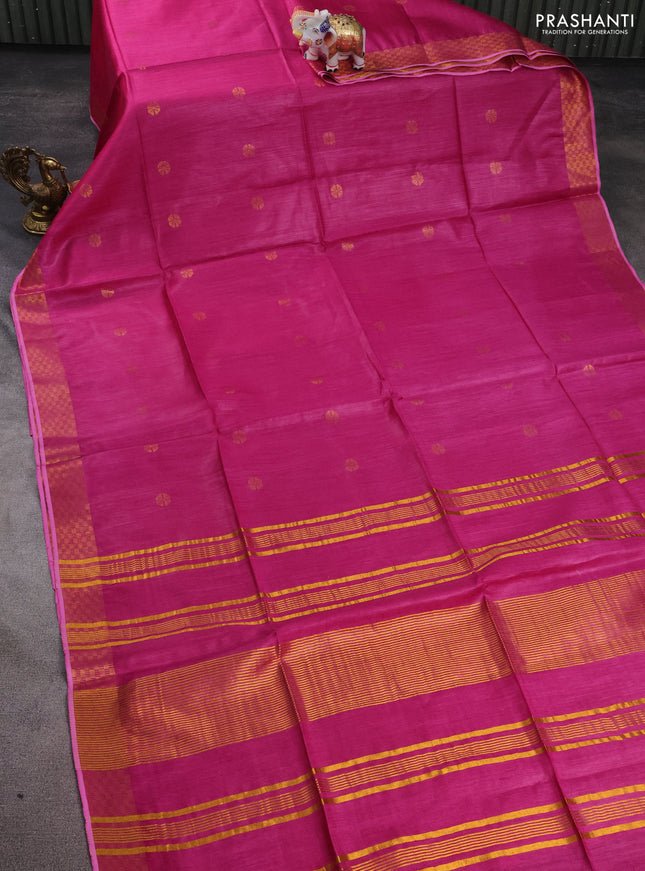 Munga tussar silk saree pink with allover zari woven buttas and zari woven border