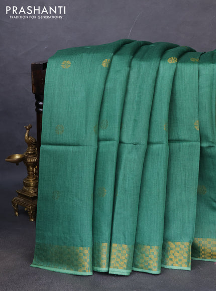 Munga tussar silk saree green with allover zari woven buttas and zari woven border