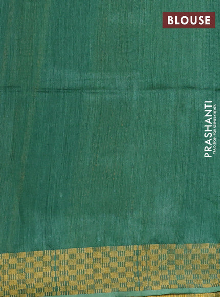 Munga tussar silk saree green with allover zari woven buttas and zari woven border
