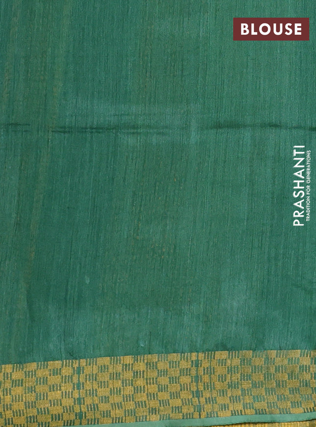 Munga tussar silk saree green with allover zari woven buttas and zari woven border