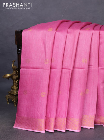 Munga tussar silk saree pink with allover zari woven buttas and zari woven border