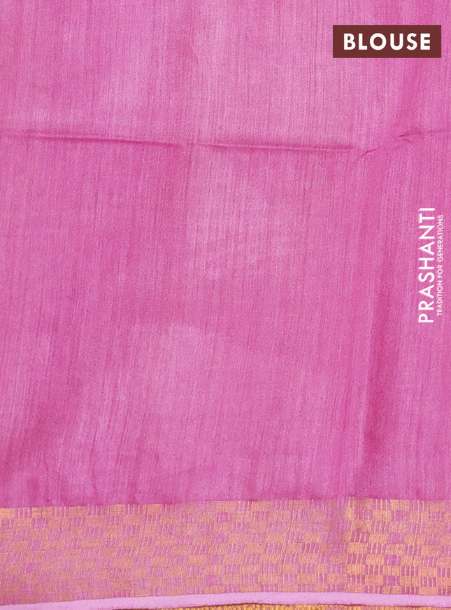 Munga tussar silk saree pink with allover zari woven buttas and zari woven border