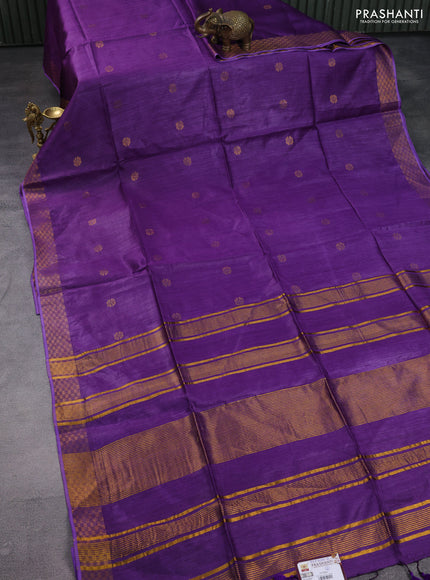 Munga tussar silk saree violet with allover zari woven buttas and zari woven border