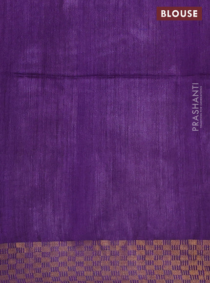 Munga tussar silk saree violet with allover zari woven buttas and zari woven border