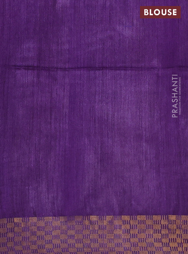 Munga tussar silk saree violet with allover zari woven buttas and zari woven border