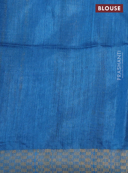 Munga tussar silk saree cs blue with allover zari woven buttas and zari woven border