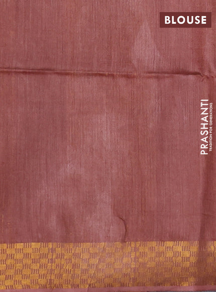 Munga tussar silk saree brown with allover zari woven buttas and zari woven border