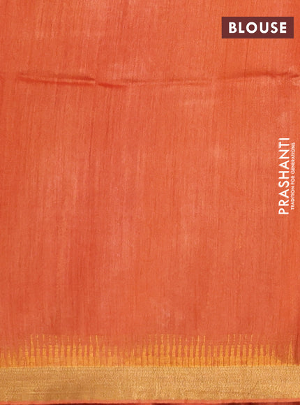 Munga tussar silk saree orange with allover zari woven buttas and zari woven border