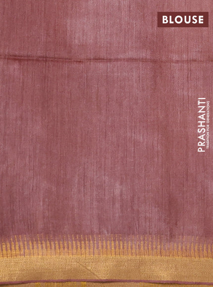 Munga tussar silk saree brown with allover zari woven buttas and zari woven border