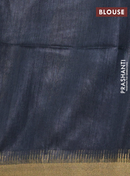 Munga tussar silk saree black with allover zari woven buttas and zari woven border