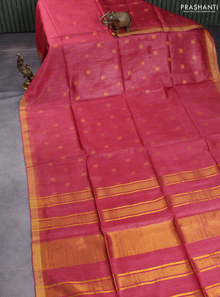 Munga tussar silk saree maroon with allover zari woven buttas and zari woven border