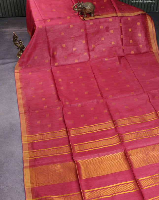 Munga tussar silk saree maroon with allover zari woven buttas and zari woven border