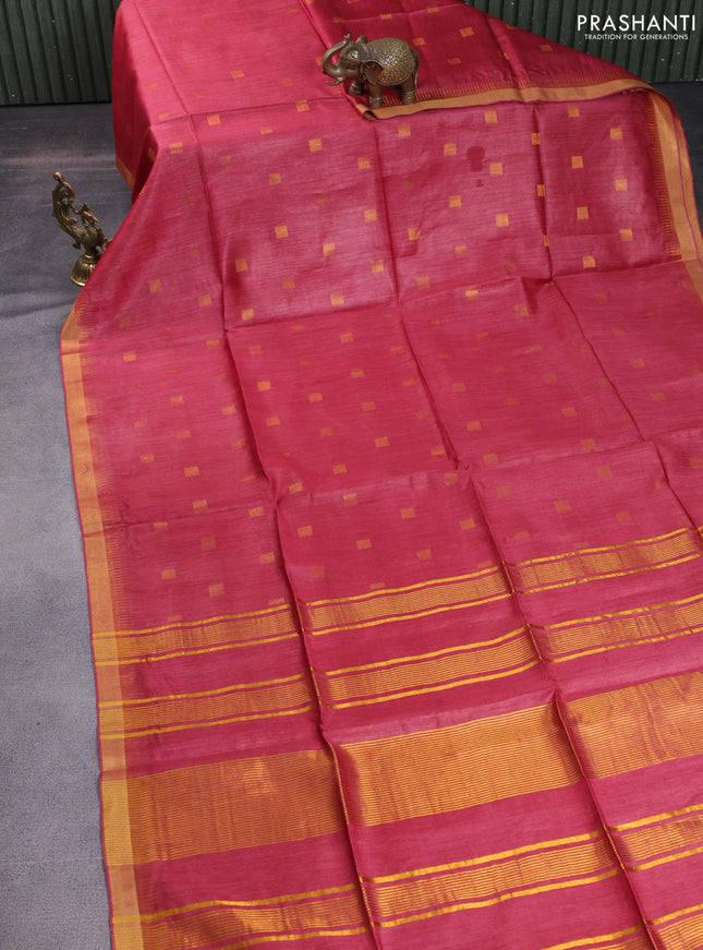 Munga tussar silk saree maroon with allover zari woven buttas and zari woven border