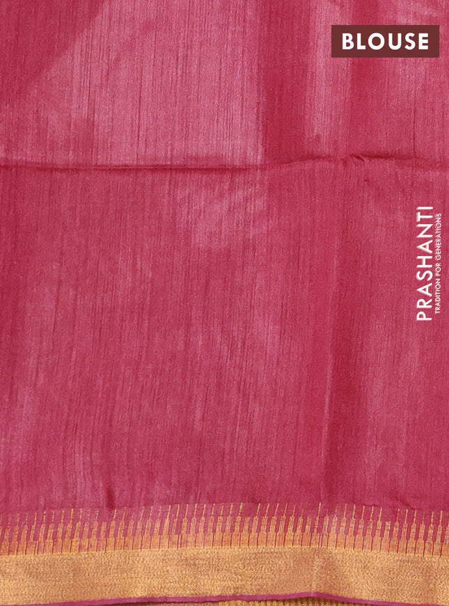 Munga tussar silk saree maroon with allover zari woven buttas and zari woven border