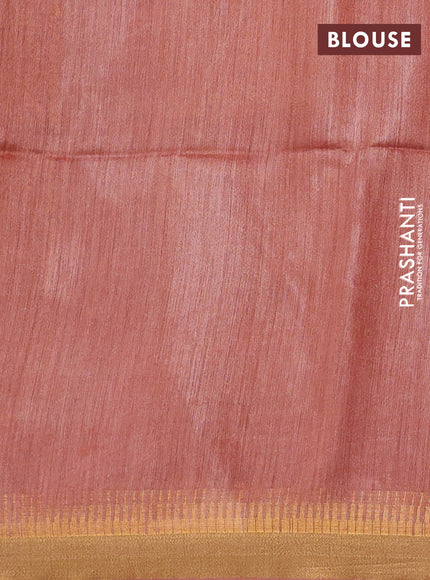Munga tussar silk saree rust shade with allover zari woven buttas and zari woven border
