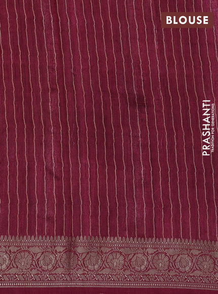 Matka tussar saree purple and maroon with allover prints and thread woven border