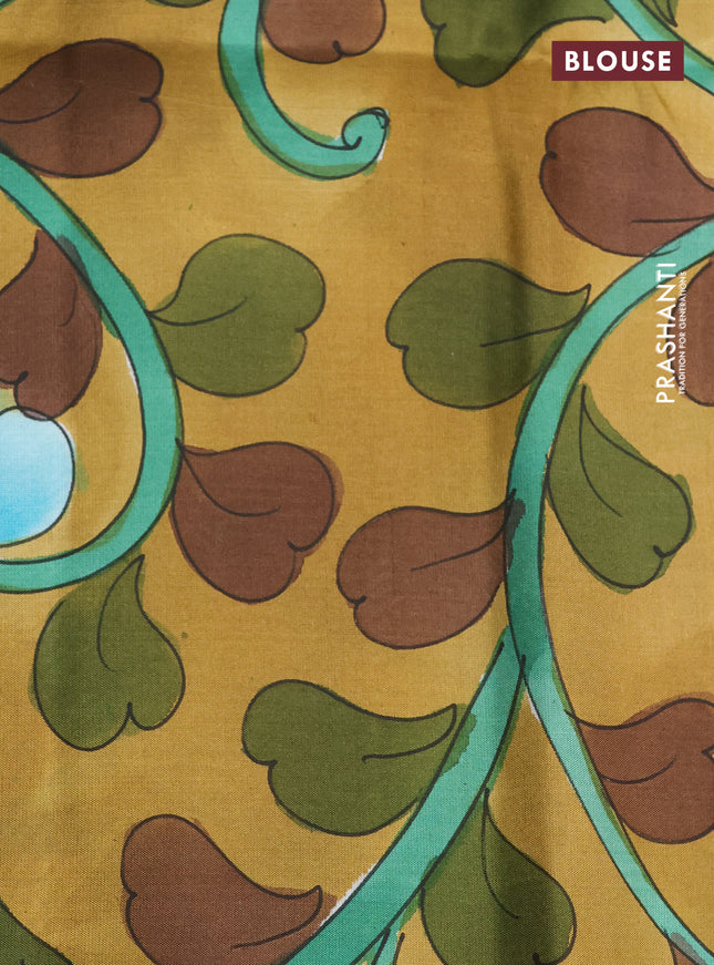 Pure soft silk saree pastel purple and sandal with plain body and hand painted pallu & blouse