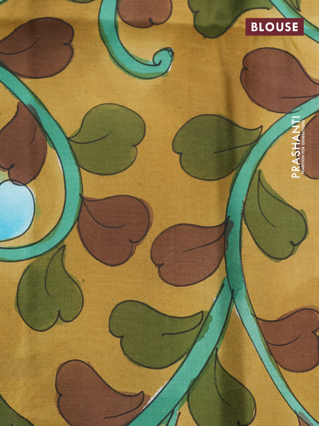 Pure soft silk saree pastel purple and sandal with plain body and hand painted pallu & blouse