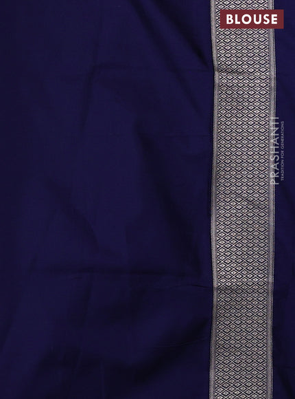 Banarasi semi katan saree navy blue with allover vanasingaram zari weaves and woven border