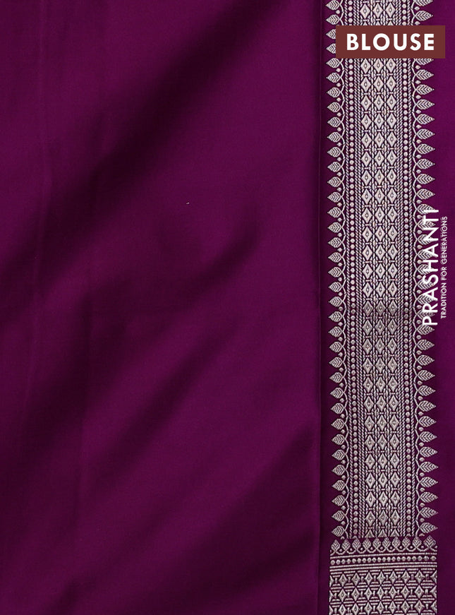 Banarasi semi katan saree purple with allover vanasingaram zari weaves and woven border