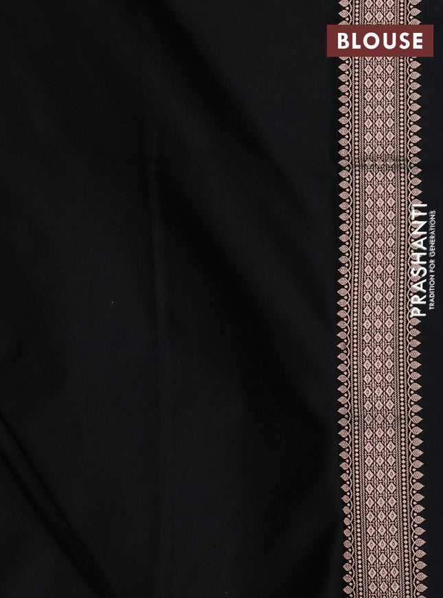 Banarasi semi katan saree black with allover vanasingaram zari weaves and woven border