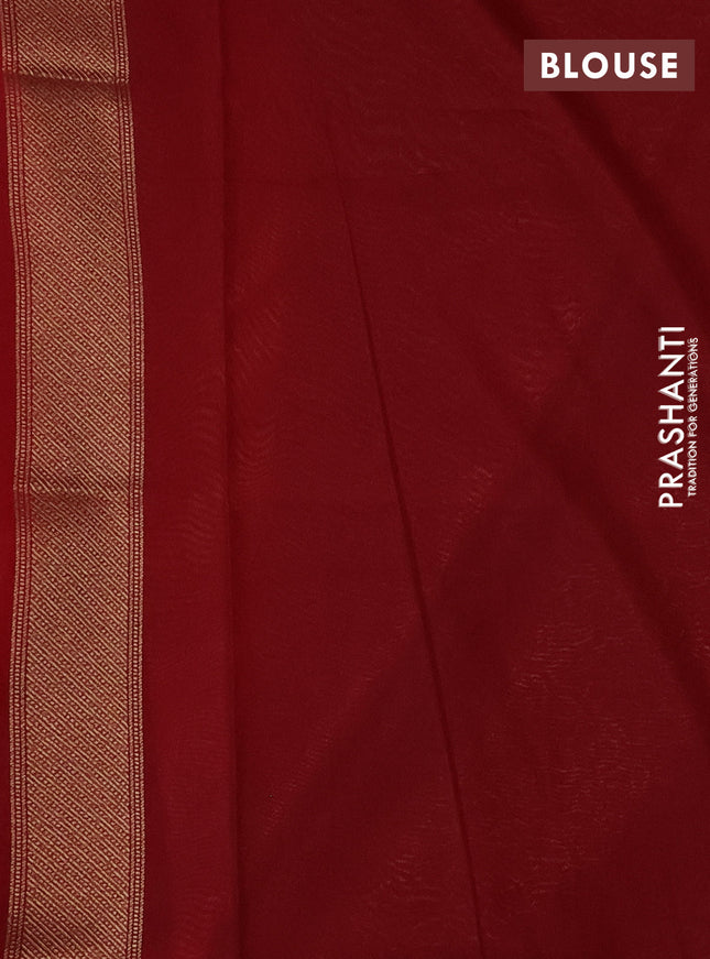 Banarasi semi katan saree maroon with allover thread & zari woven brocade pattern and woven border