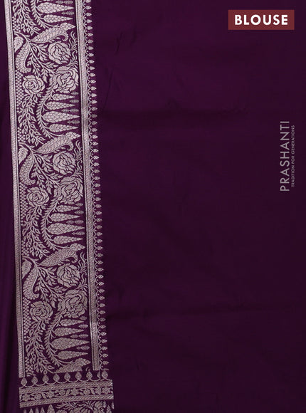 Banarasi semi katan saree deep purple with allover zari weaves and woven border