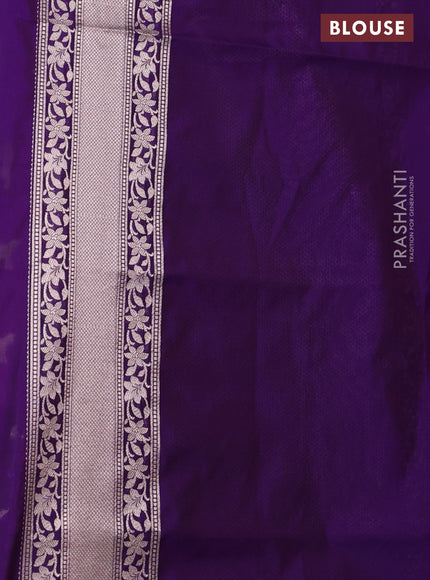 Banarasi semi katan saree violet with zari woven buttas and zari woven border