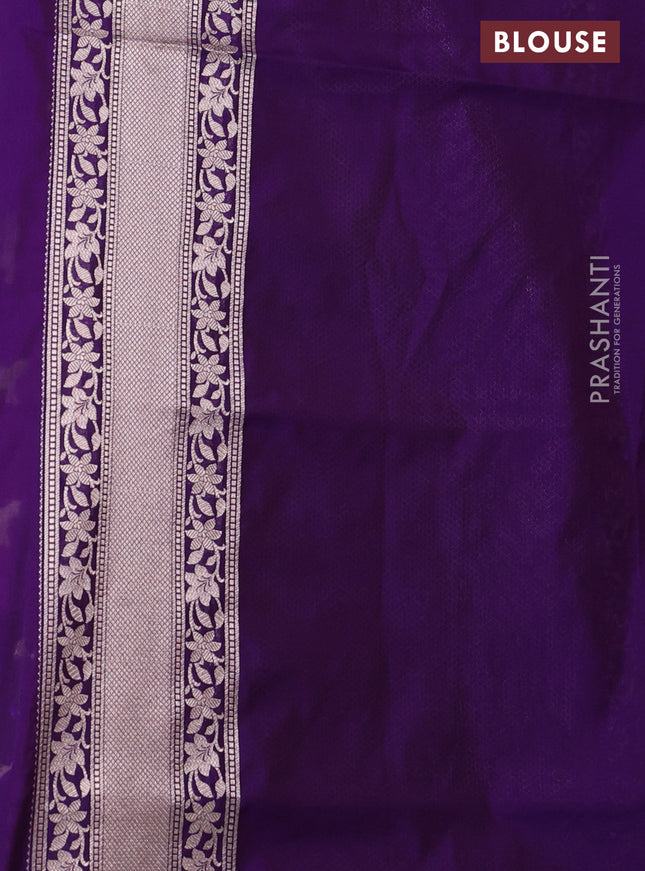 Banarasi semi katan saree violet with zari woven buttas and zari woven border