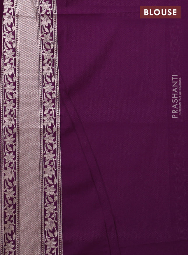 Banarasi semi katan saree deep purple with zari woven buttas and zari woven border