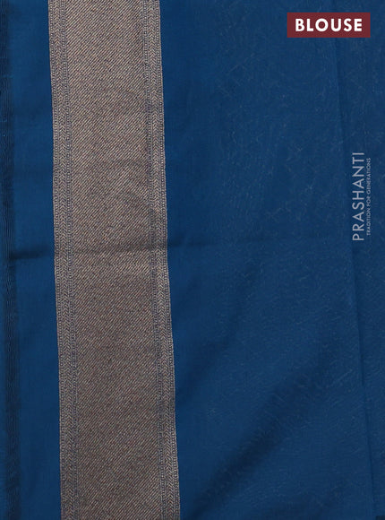 Banarasi semi katan saree peacock blue with allover thread & zari woven brocade pattern and woven border