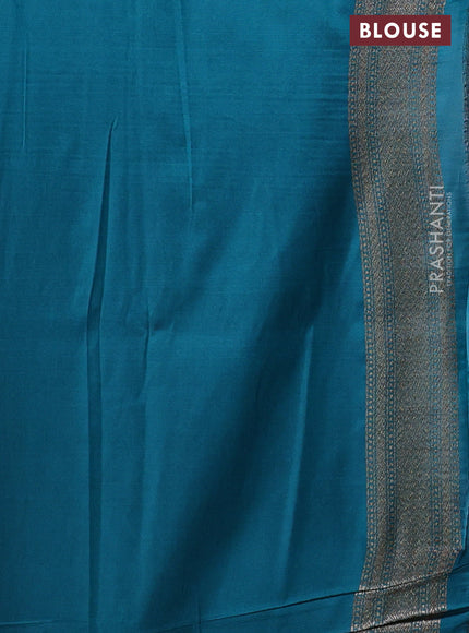 Banarasi semi katan saree teal green with allover thread & zari woven brocade pattern and woven border