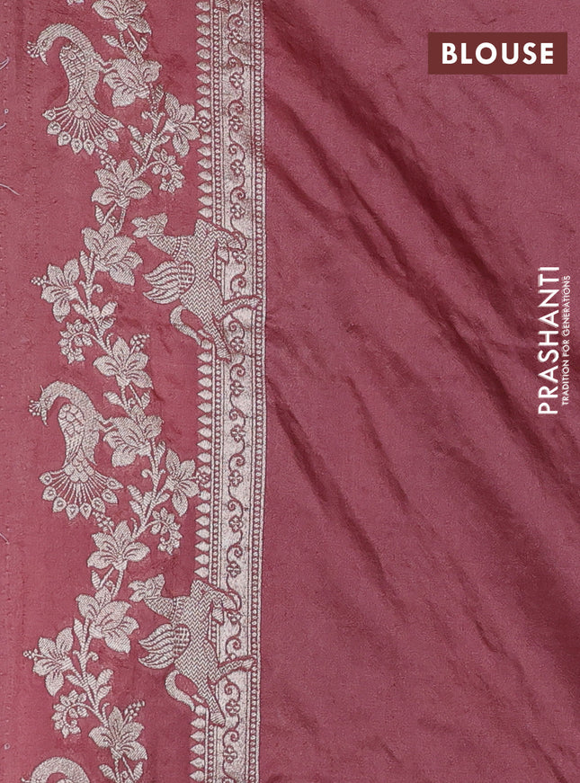 Banarasi semi katan saree peach shade with zari woven buttas and zari woven border