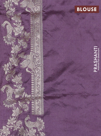 Banarasi semi katan saree lavender shade with zari woven buttas and zari woven border