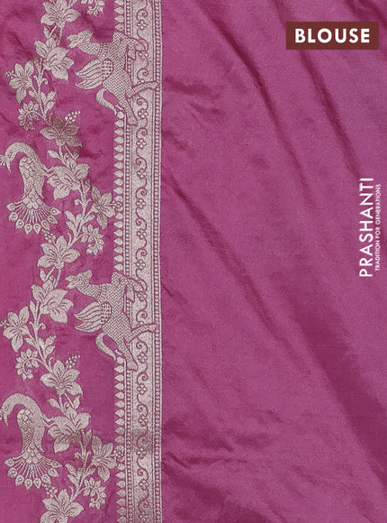 Banarasi semi katan saree mauve pink with zari woven buttas and zari woven border