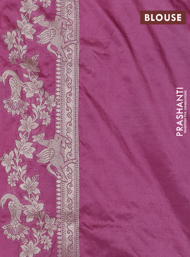 Banarasi semi katan saree mauve pink with zari woven buttas and zari woven border