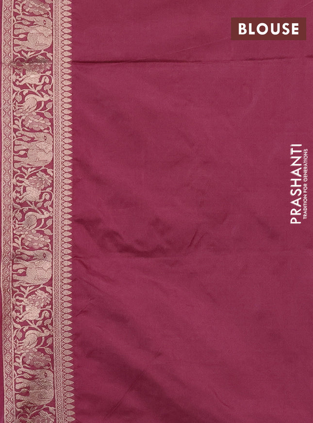 Banarasi semi katan saree pastel pink with lion zari woven buttas and rich zari woven butta border