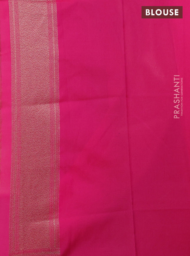 Banarasi semi katan saree pink with allover thread & zari woven brocade pattern and woven border
