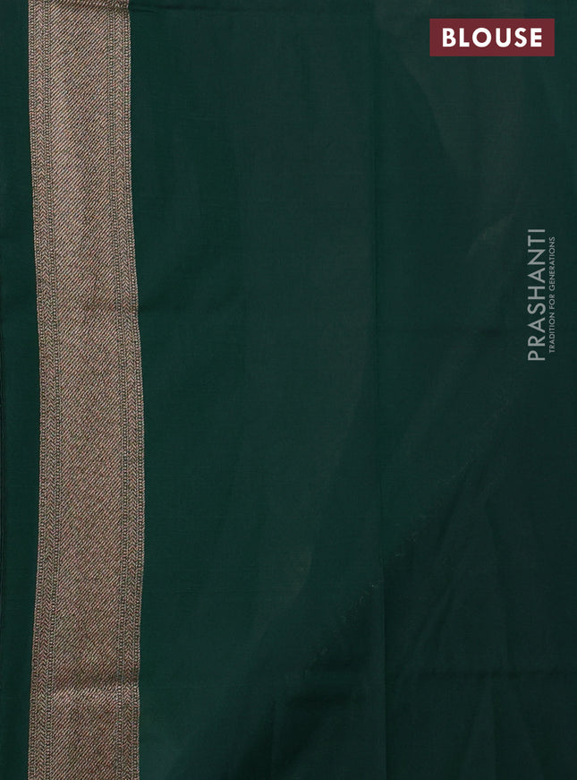 Banarasi semi katan saree green and magenta pink with allover thread & zari woven brocade pattern and woven border