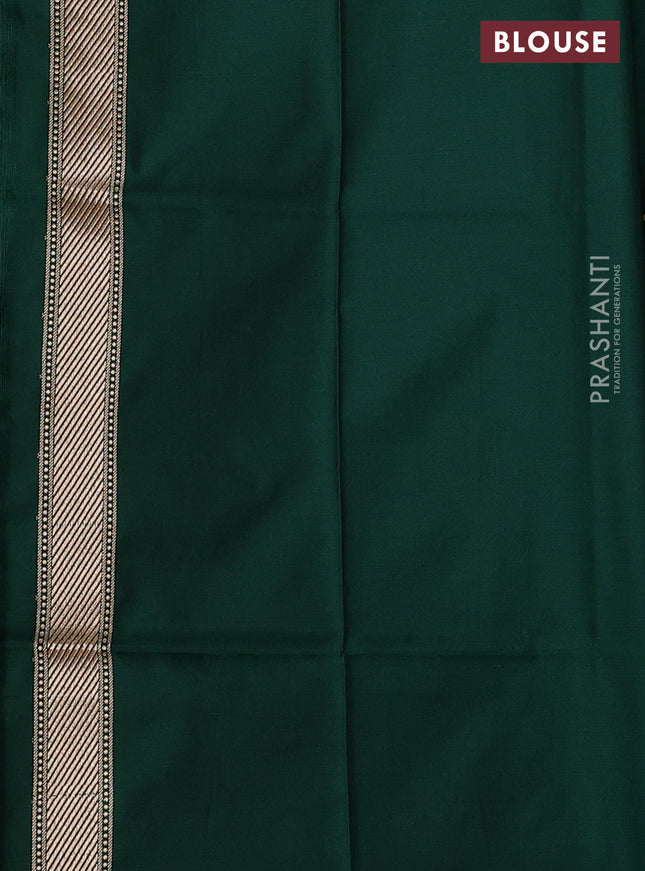 Banarasi semi katan saree green with zari woven buttas and zari woven border