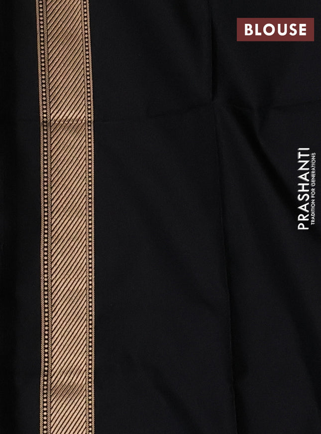 Banarasi semi katan saree black with zari woven buttas and zari woven border